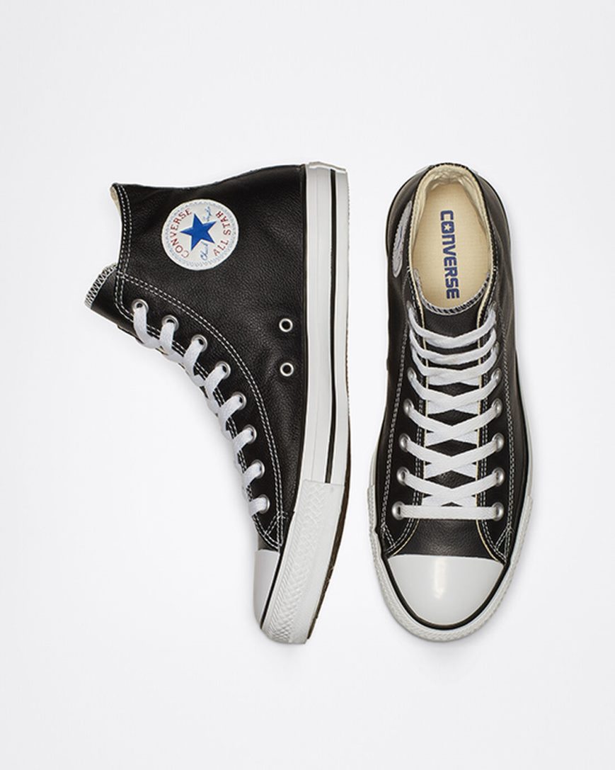 Tenisi Inalti Barbati Converse Chuck Taylor All Star Piele Negrii | RO TAKEJ487